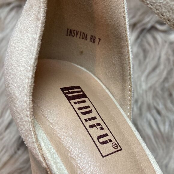 IDIFU Vida Nude Suede Ankle Strap Open-toe Platform Heels - Picture 4 of 10